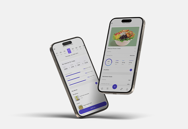 Nutri-Track: Calorie Track app interface on mobile devices.